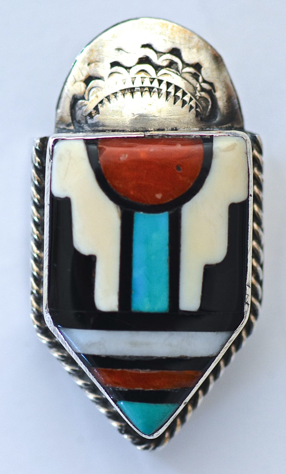 Celestine & Elizabethe Cooche, Classic Vintage Zuni Inlaid Ranger Buckle Set By Lapidary Masters Celestine & Elizabeth Cooche , c. 1970s