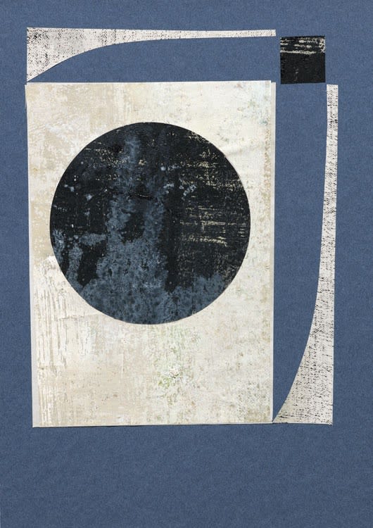 Daisy Cook, Blue Collage with Black Circle