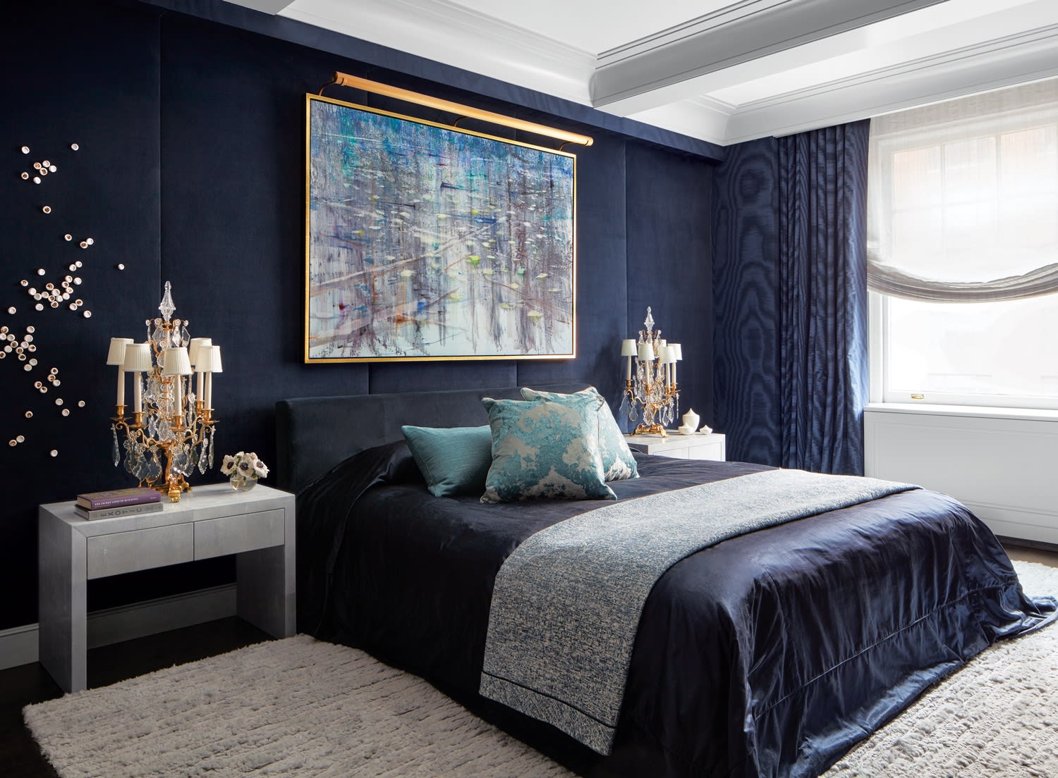 Matthias Meyer's painting Mercury Lake hangs in the primary bedroom.