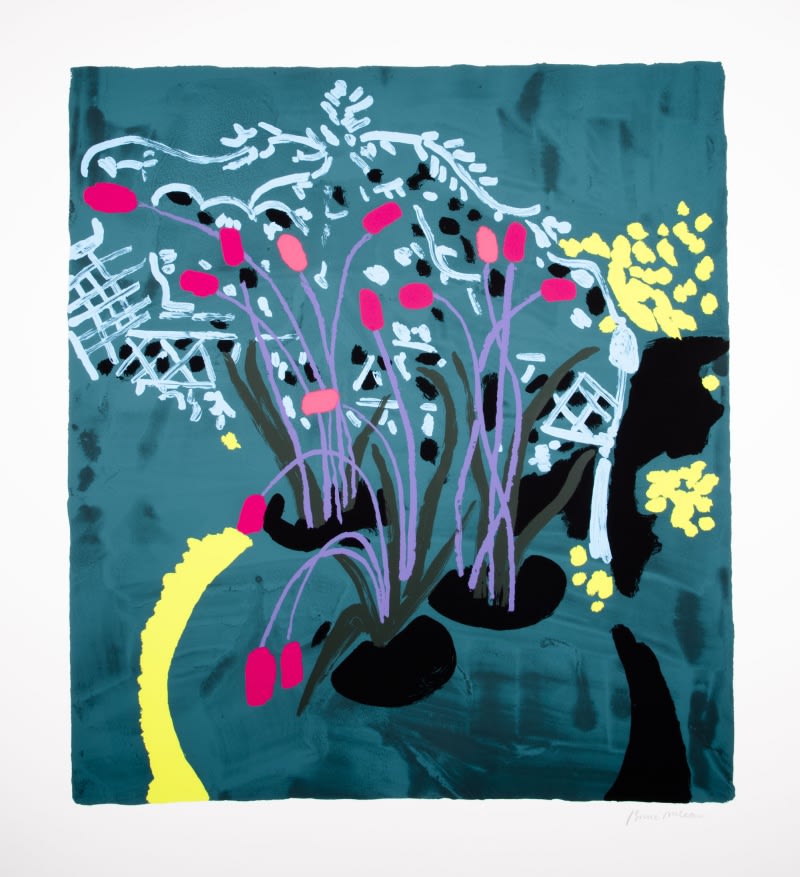 bruce mclean , Light Blue Garden Seat with Violet Stalks , 2019