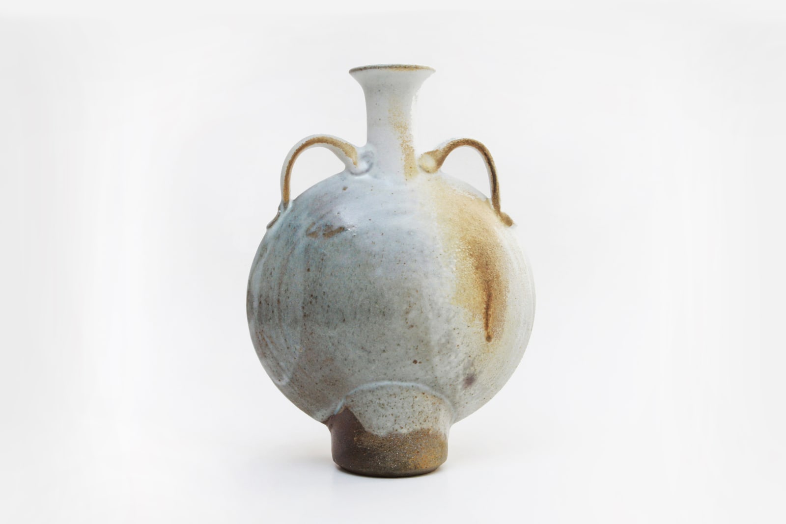Joseph Bull, Wood Fired Bottle Form with Handles, Glazed in Beech Tree Ash, 2020