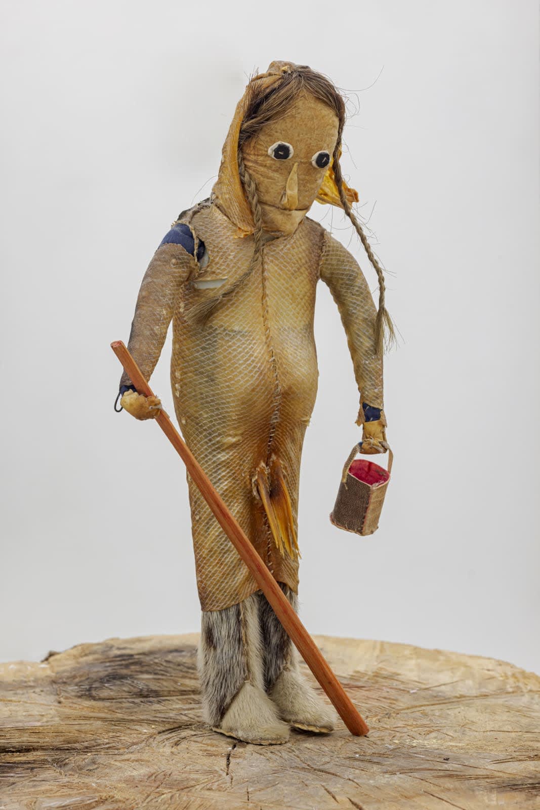 Artist Unknown Bethel Alaska Yup ik Doll Made From A Salmon Standing Figure of a Berry Picker late 20th century Clint Roenisch