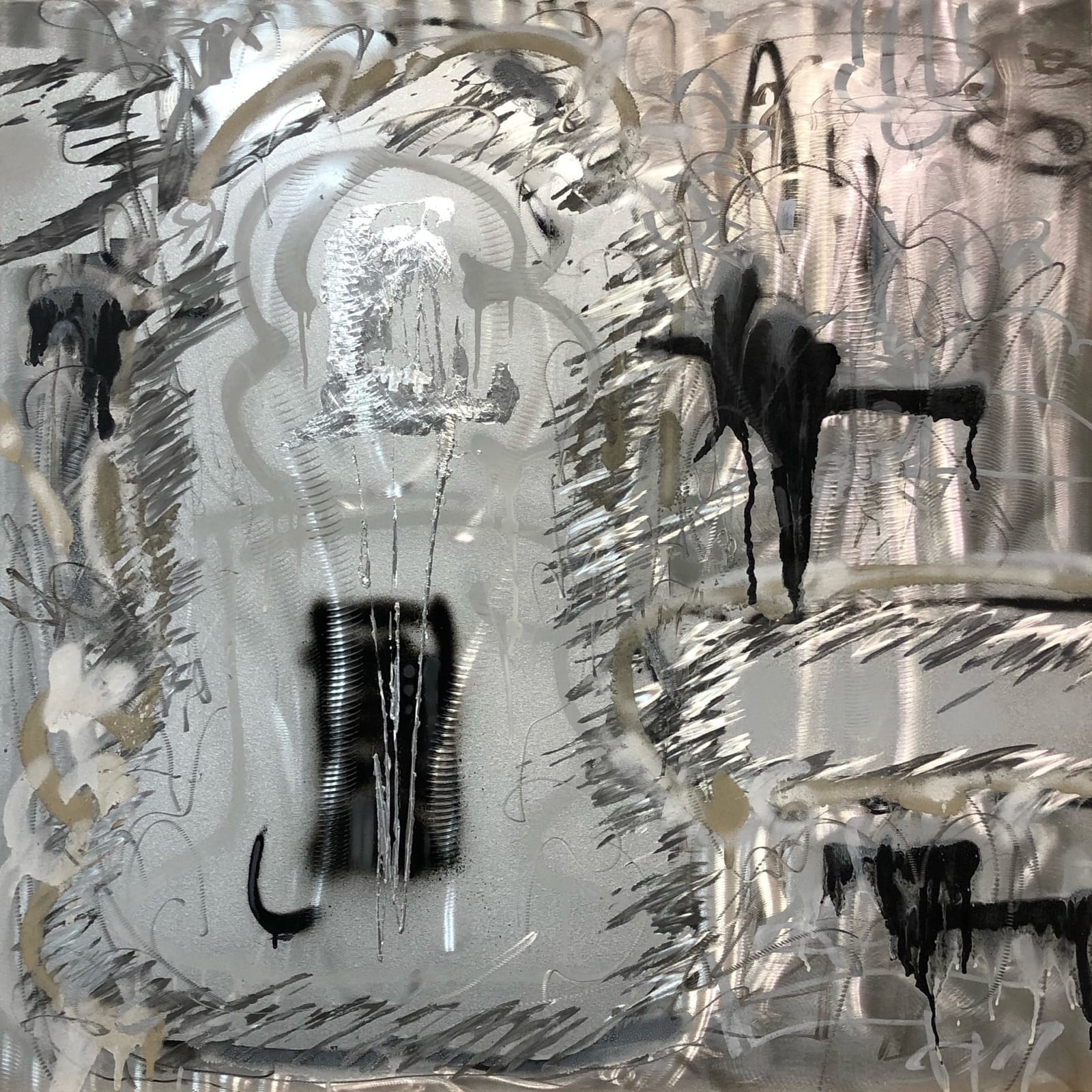 Shinnosuke Tojo, Unnamed, 2022 Steel plate, pigment, acrylic, transcription, 91.7×91.7cm