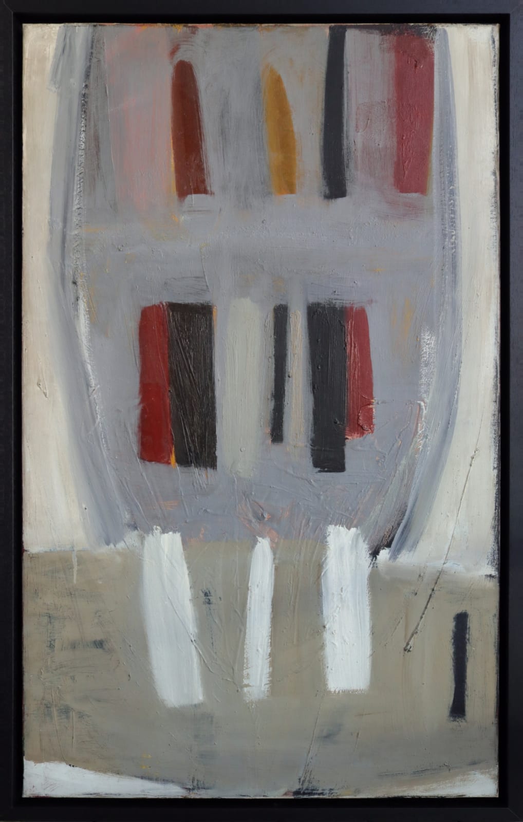 Red and Black Verticals - Painting by Terry Frost