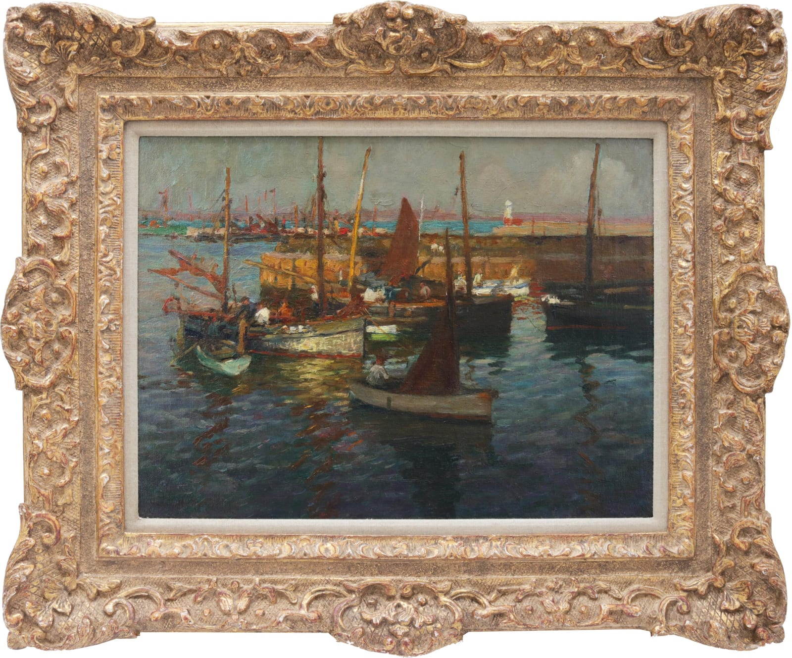 Harold Harvey, Bringing in the catch, Newlyn Harbour, 1909