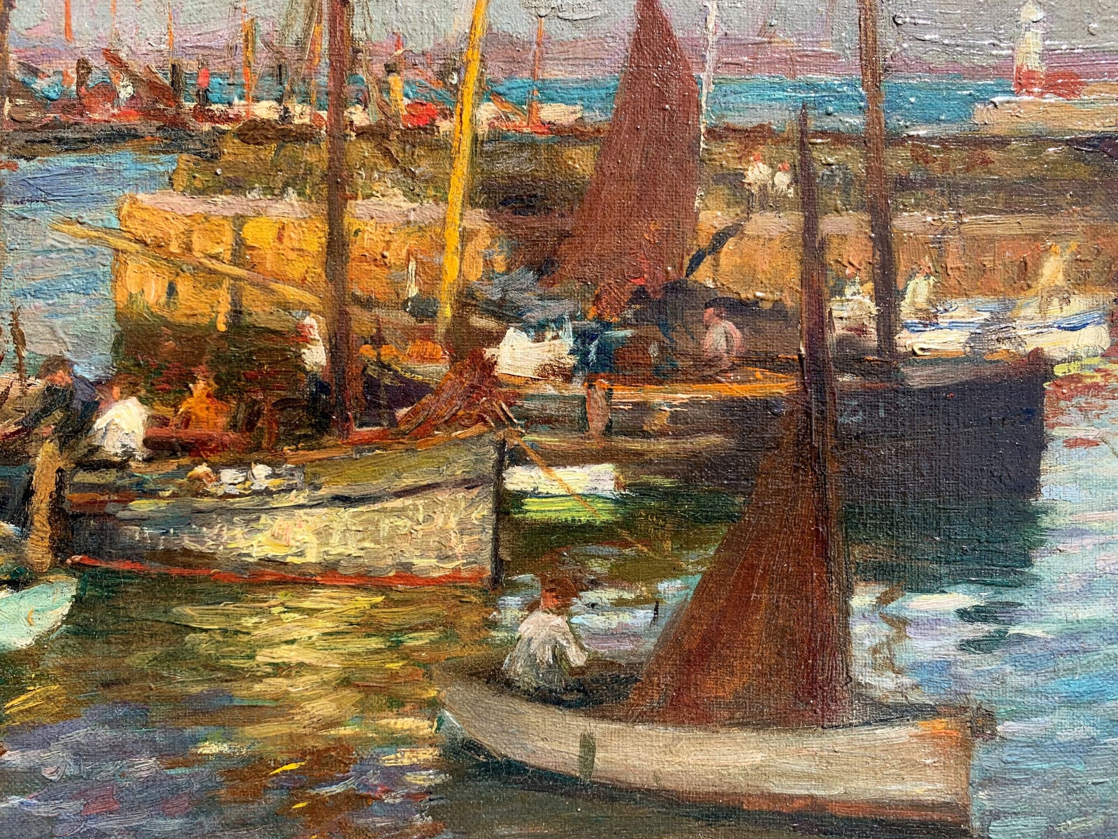 Harold Harvey, Bringing in the catch, Newlyn Harbour, 1909