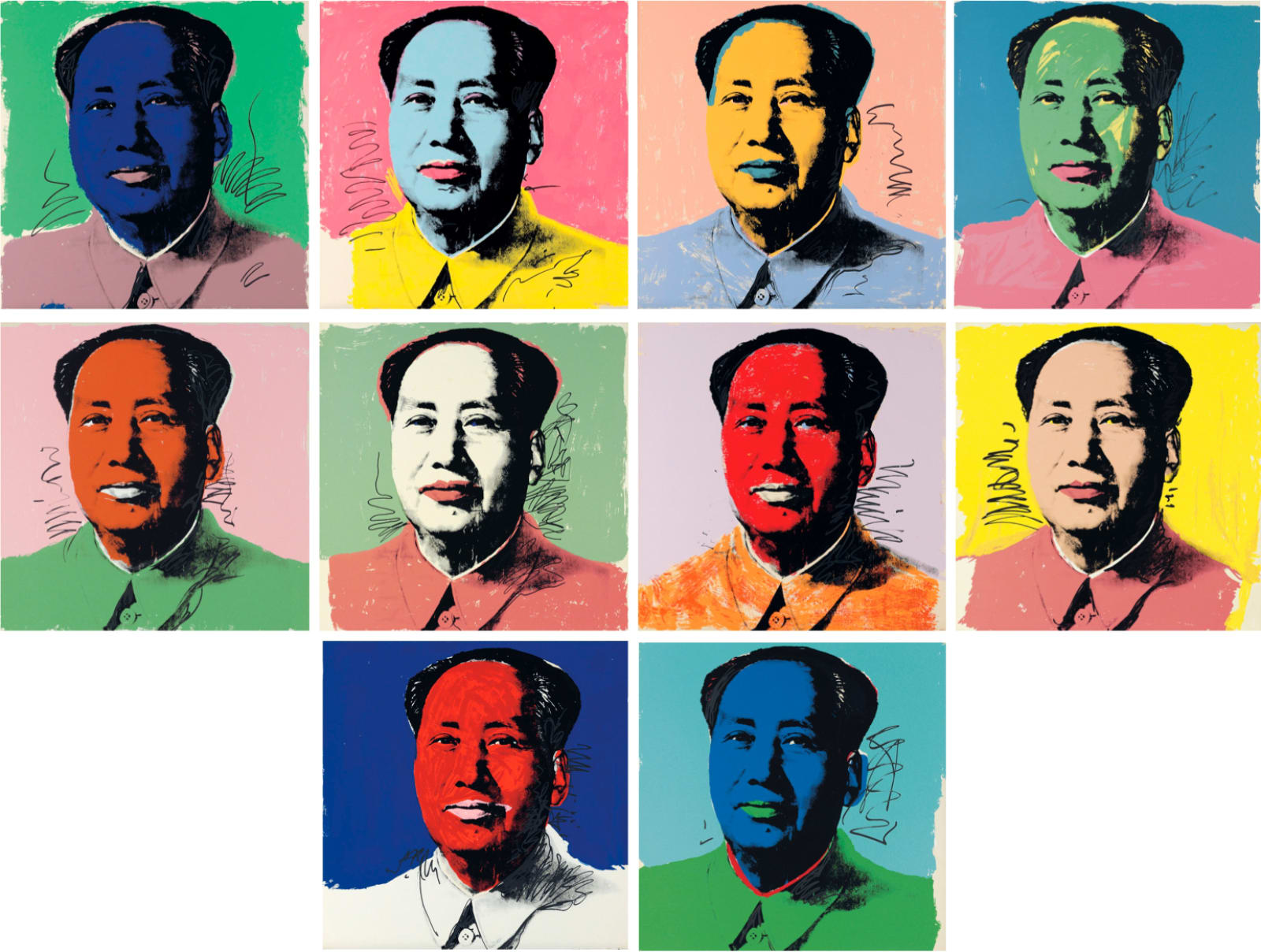 Mao II.90-II.99, 1972, by Andy Warhol, Portfolio of ten Screenprints from an edition of 250, at Coskun Fine Art