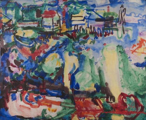 Hans HOFMANN (1880 – 1966) Provincetown - Town and Harbour, 1936 Oil on panel 25 x 30 inches / 63.5 x 76.2 cm Signed and dated bottom right Inscribed and dedicated verso From us to you! Hans and Renate Hofmann, Xmas 1965 HH cat no. 178-1936