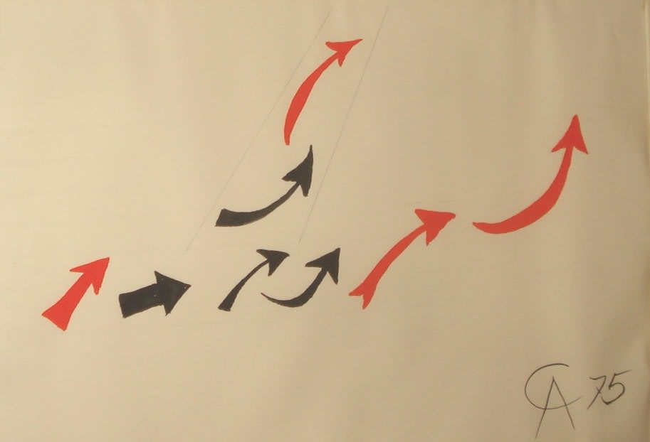 Alexander CALDER (1898 – 1976) Airplane – Arrows, 1975 Gouache on paper 41 ½ x 29 ½ inches / 102.9 x 74.9 cm Initialed and dated CA 75 lower right
