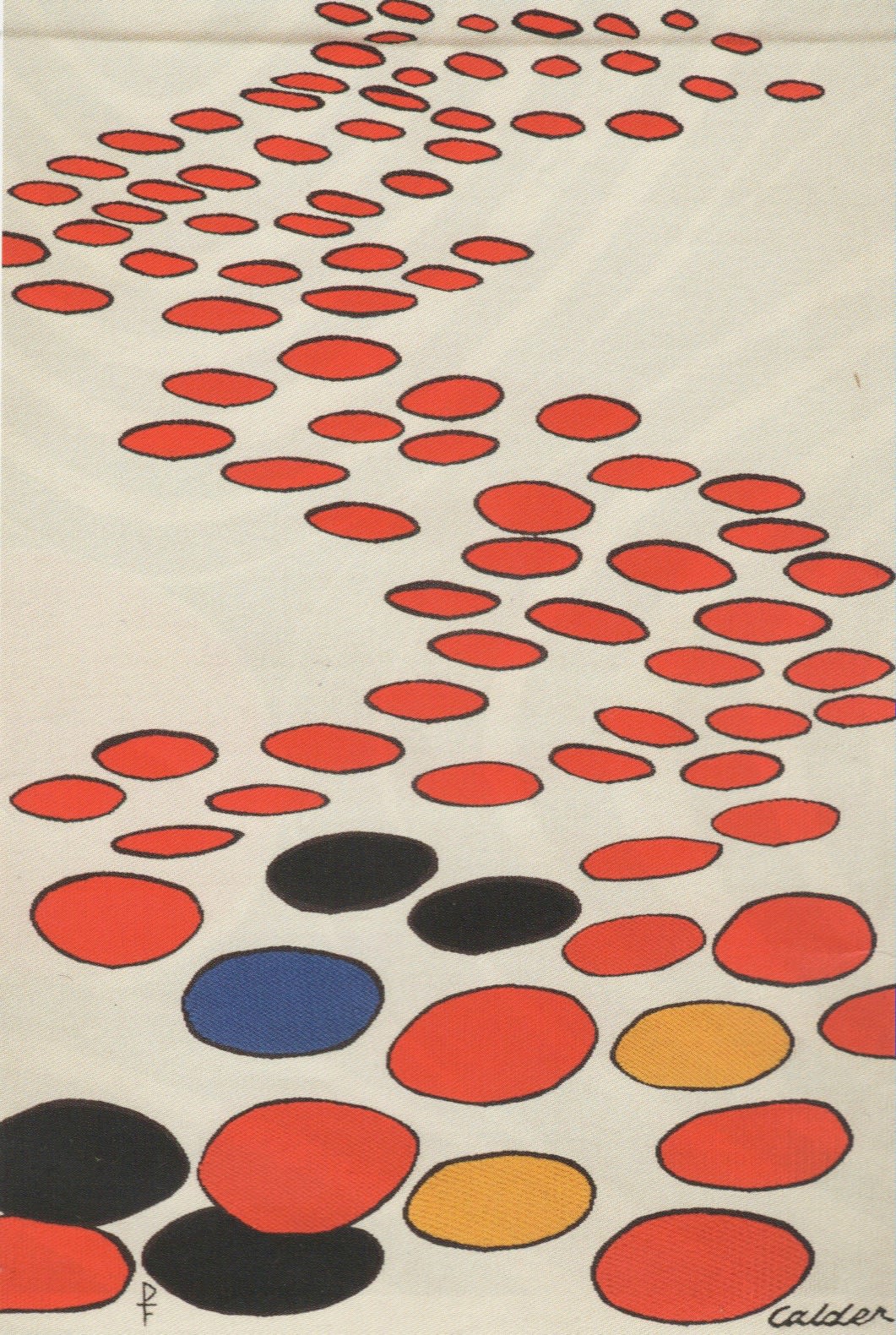 Alexander CALDER (1898 – 1976) Beaucoup de soucoupes volantes Tapestry made for the artist by Pinton Aubusson in an edition of 6 plus 2 artists proofs 64 ¼ x 43 7/8 inches / 163 x 111 cm Signed and stamped