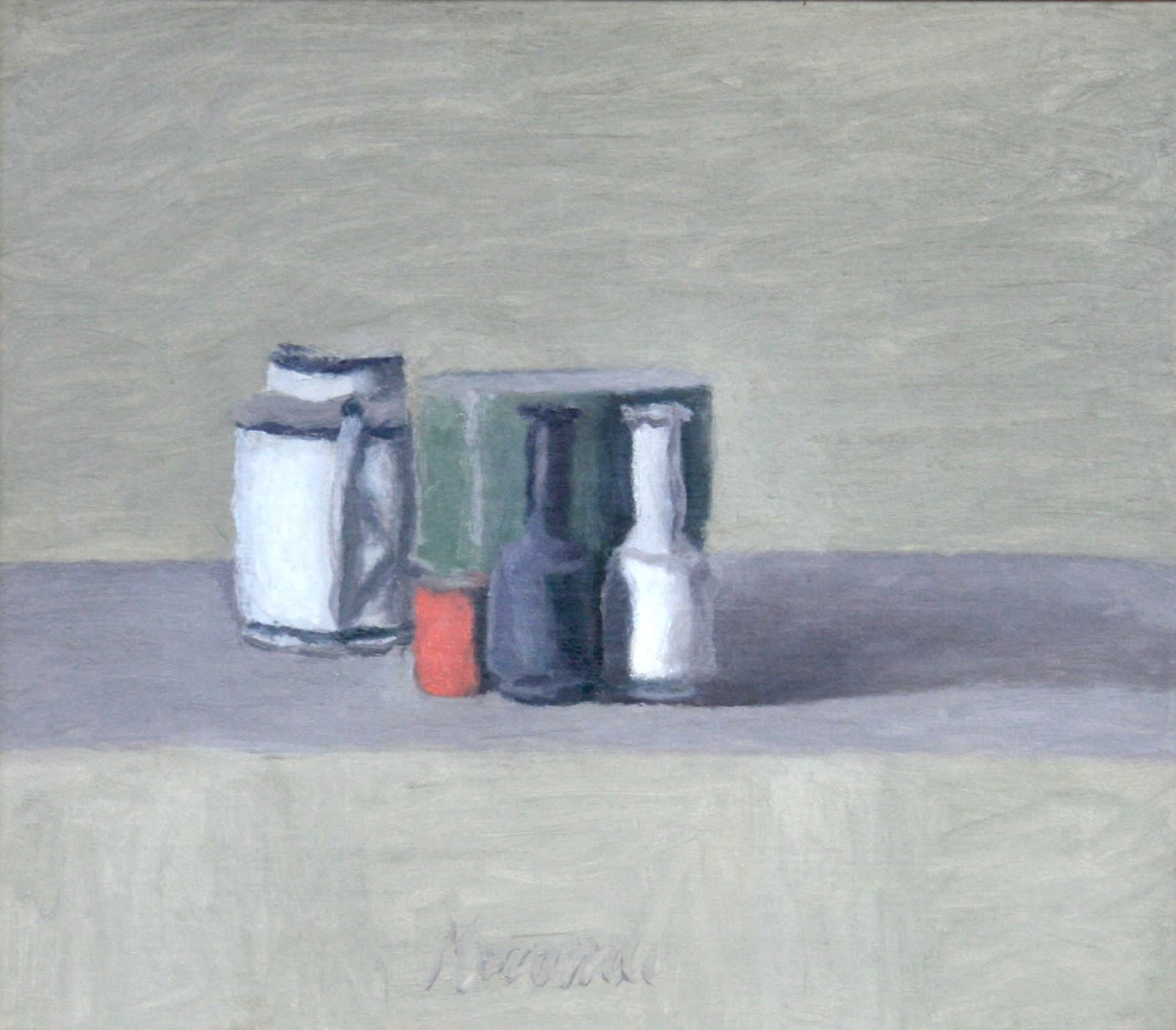 Giorgio MORANDI (1890 – 1964) Natura Morta, 1957 Oil on canvas 13 7/8 x 15 7/8 inches / 35.4 x 40.3 cm Signed lower centre Morandi