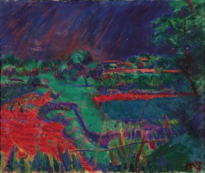 Prés de Lyons, 1922 oil on canvas 15 x 18 inches (38 x 46cm) signed lower right; titled, dated and inscr. on the reverse