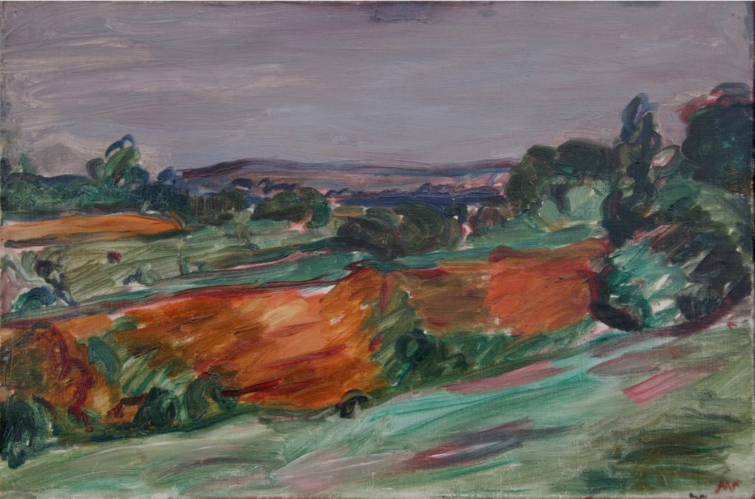 Woolhope Landscape, 1932 oil on canvas 14 x 21 inches (35 x 53cm) inscr. MS b.r., ‘Woolhope Hereford 32’ verso