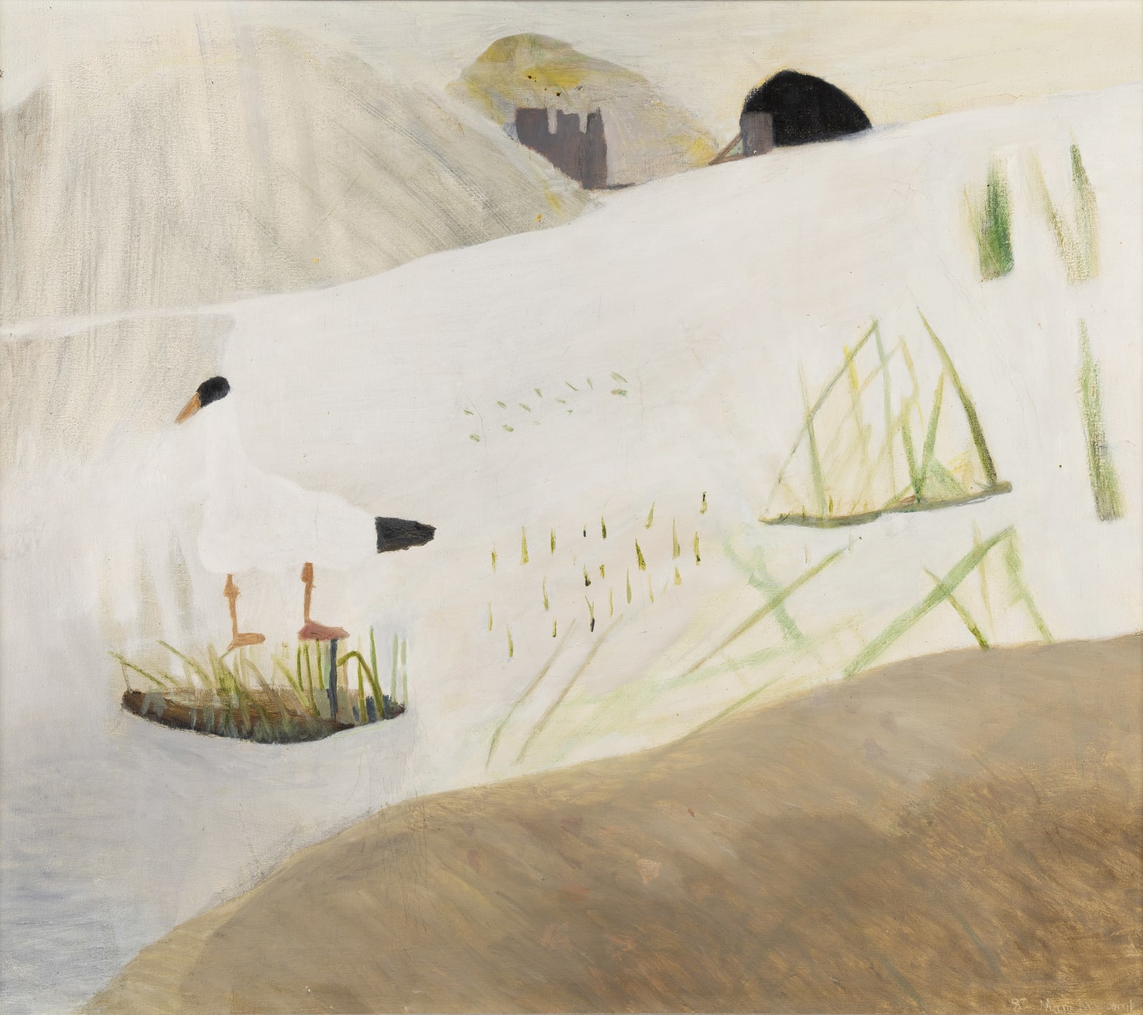 Mary Newcomb, Sedge clumps with teeth edges - The River Conway Flooding, 1982