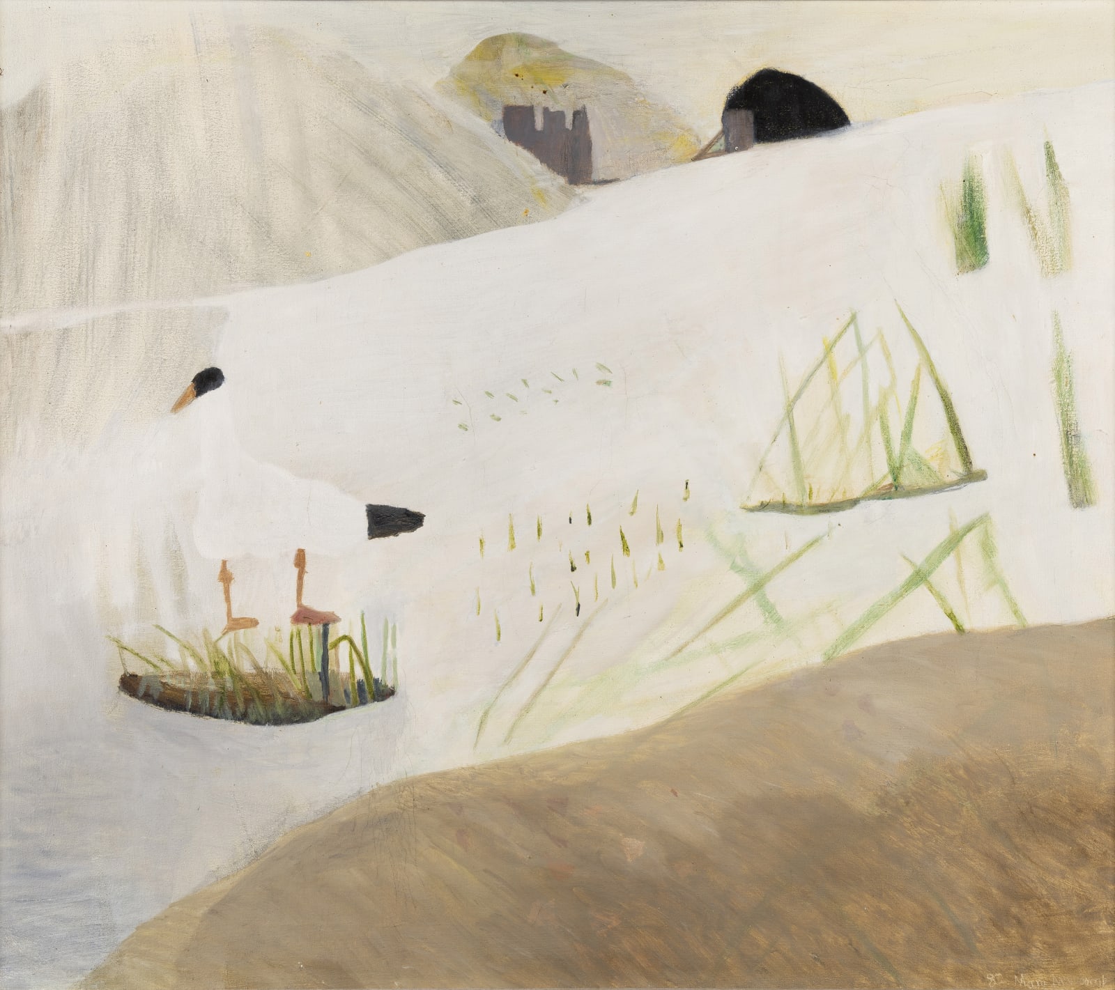 Mary Newcomb, Benign Sedge clumps with teeth edges - The River Conway Flooding, 1982