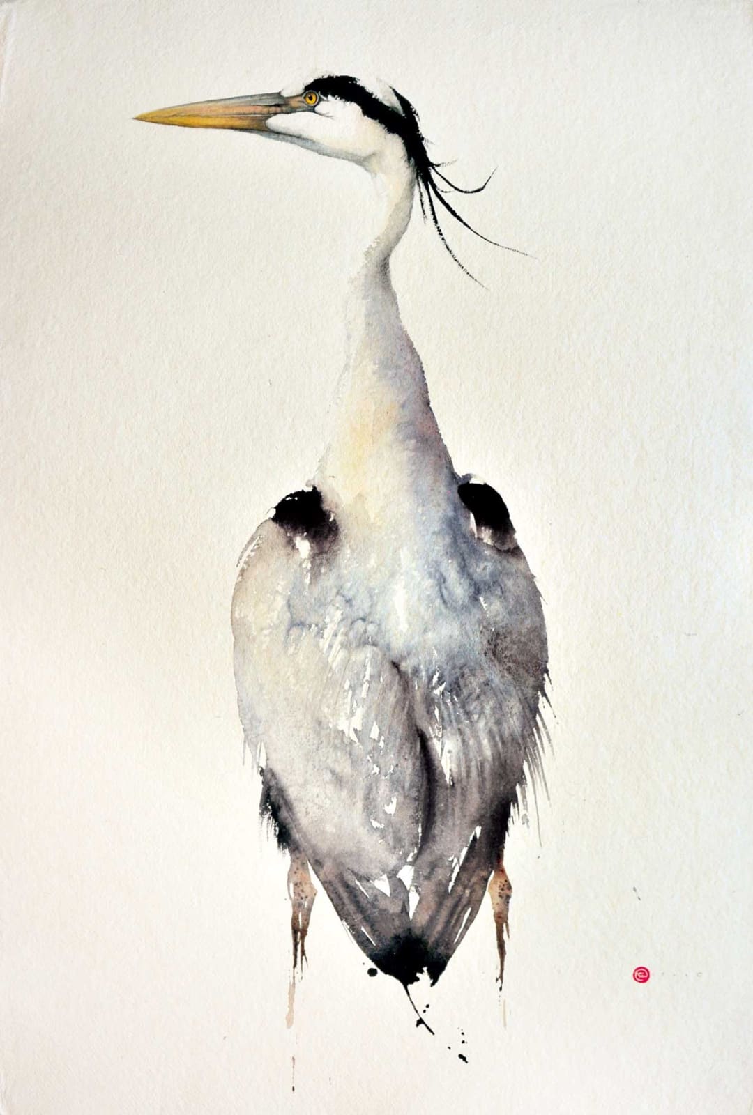 Grey,Heron Watercolour 38