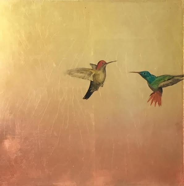 Carolyn Reynolds, Two Hummers in Gold and Rose Gold, 2018