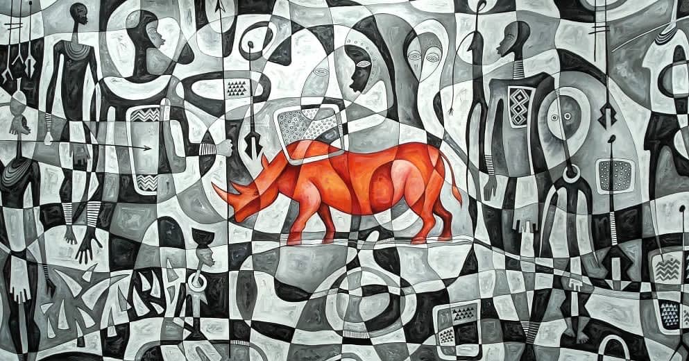 Coco Mobuli Mangbanzo, Le rhinoceros rouge, 2020