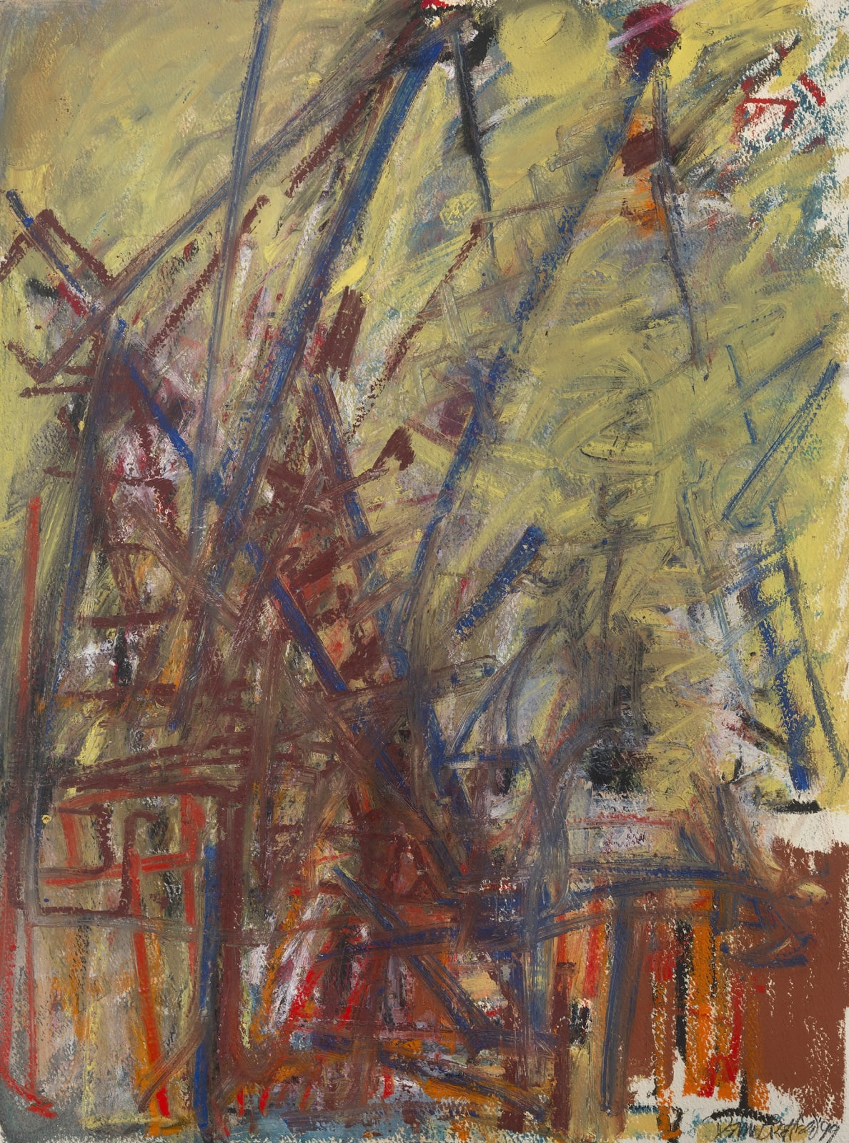 Looking South West: Old Bailey + Cranes, 1999