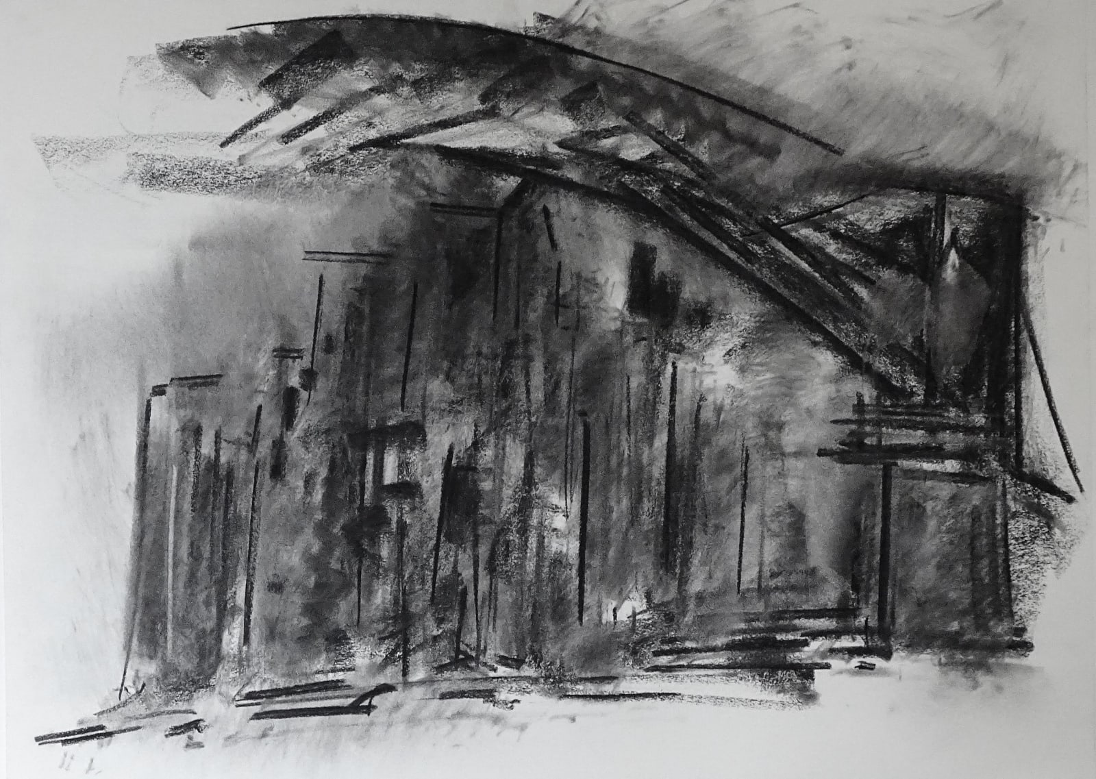 Dennis Creffield, Battery Park viewed from Brooklyn, 1996