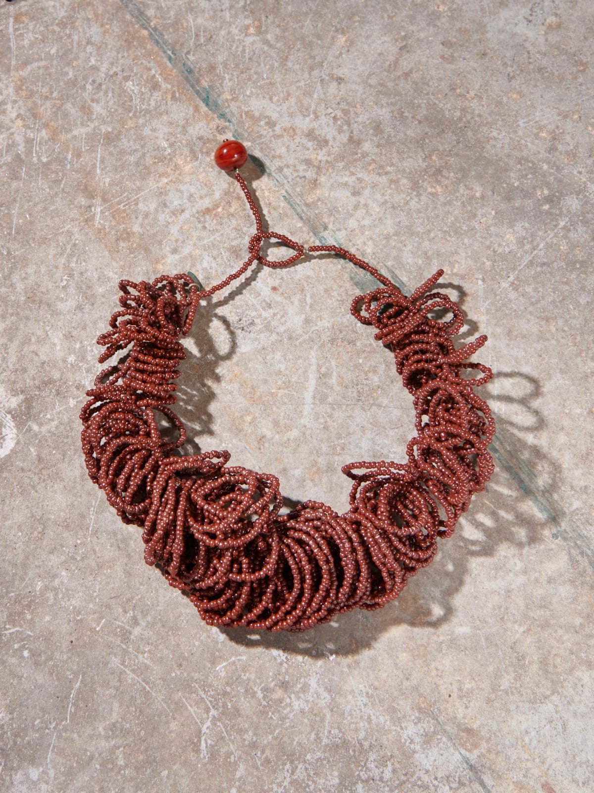 Burgundy Beaded Coil Necklace
