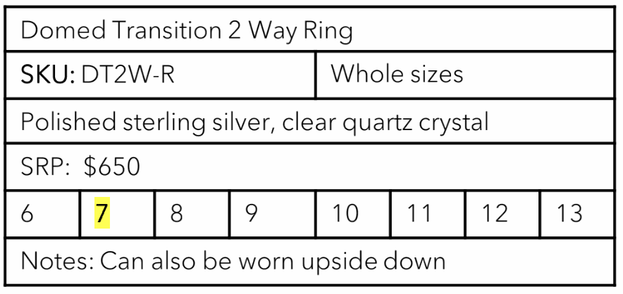 Kathryn Kelly, Domed Transition 2 Way Ring