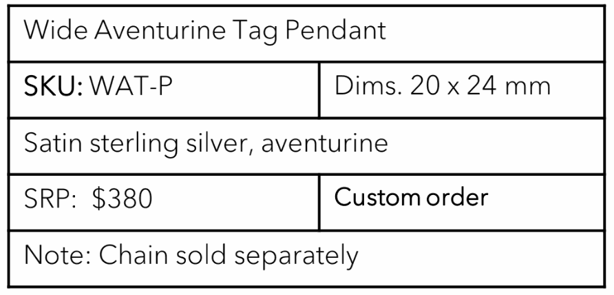 Kathryn Kelly, Wide Aventurine Tag Pendant