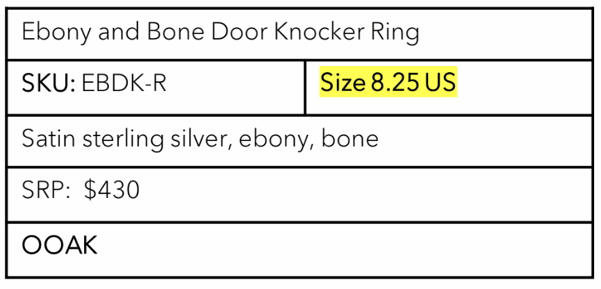 Kathryn Kelly, Ebony and Bone Door Knocker Ring