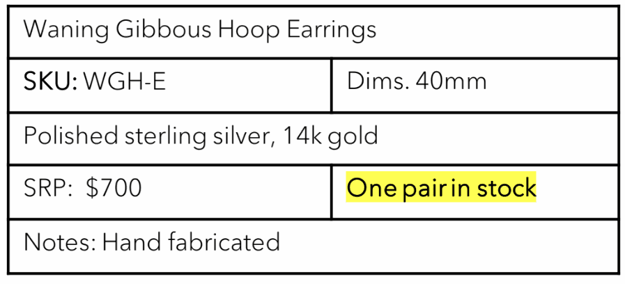 Kathryn Kelly, Waning Gibbous Hoop Earrings