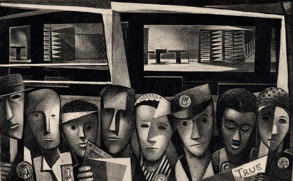 Benton Spruance, Subway Shift, 1943