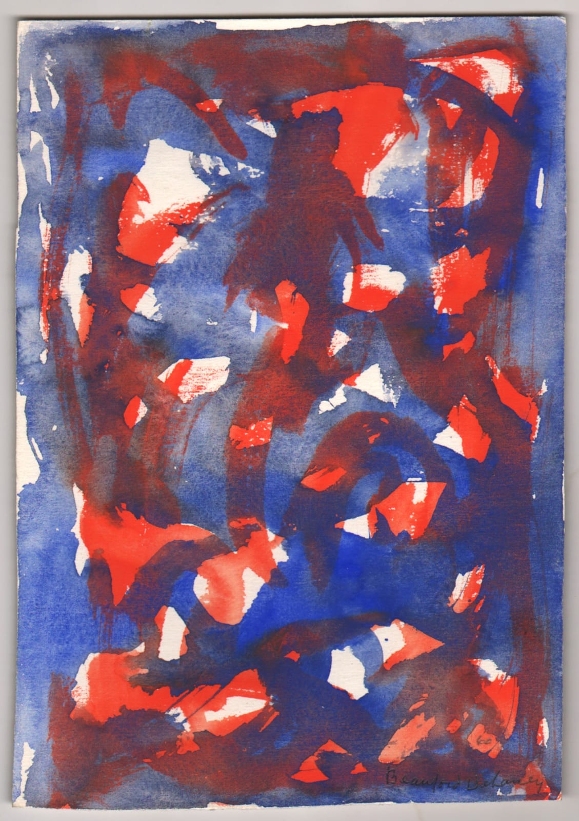 Beauford Delaney, Untitled (blue & orange), 1960