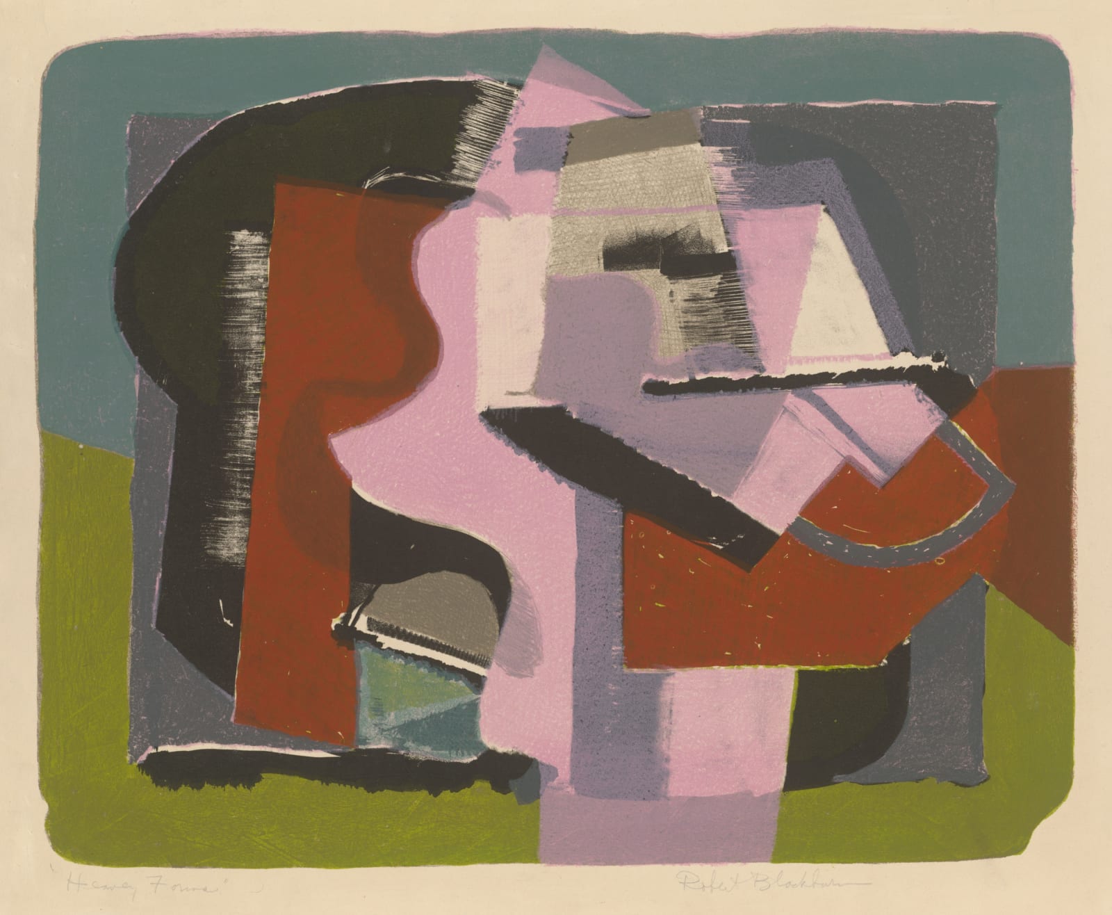 Robert Blackburn, Heavy Forms (Pink Version), 1958