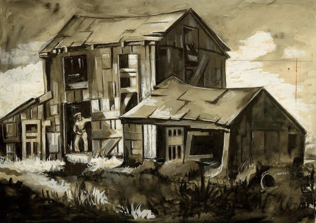 Dox Thrash, Study for Old Barns, 1948