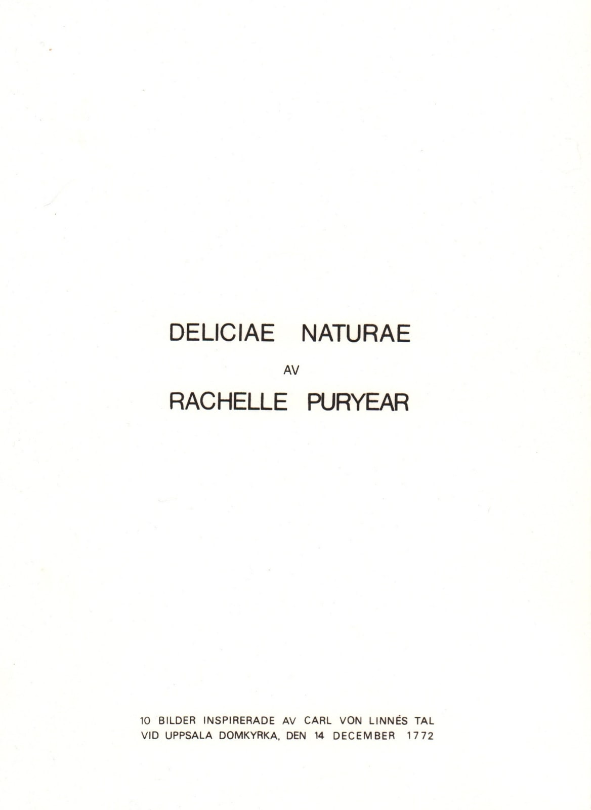 Rachelle Puryear, Deliciae Naturae (portfolio of 10 prints), 1977