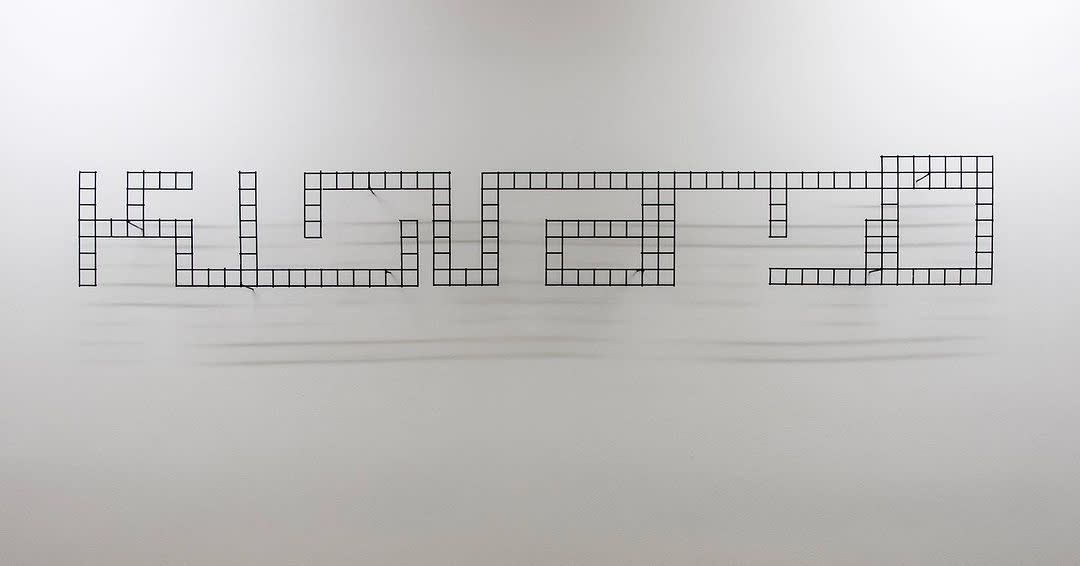 LITTLE WARSAW, Sign, 1999 Stainless steel, 35 x 300 cm Courtesy of the artist & Erna Hecey Gallery