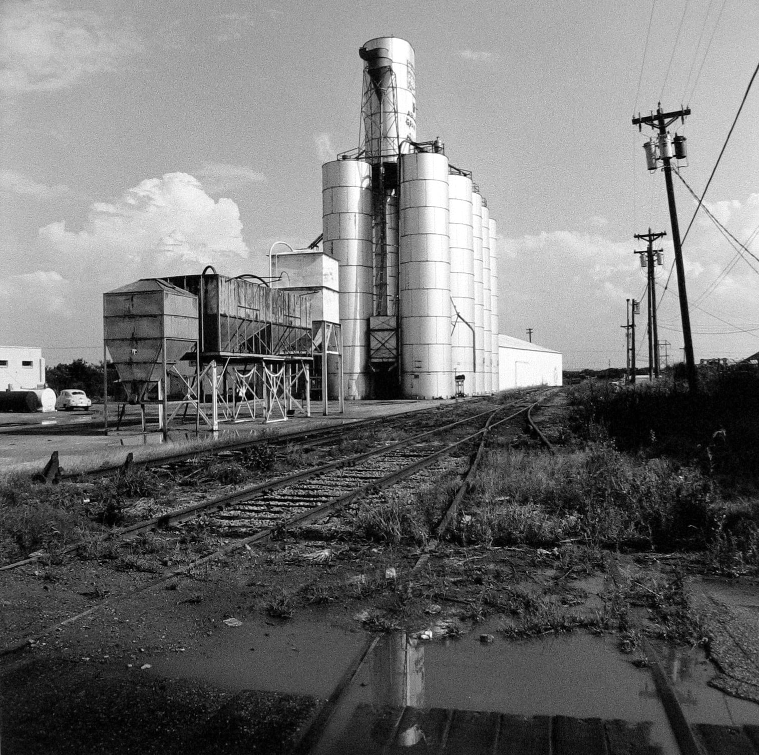 Frank Gohlke, Steel Elevator and shed, near Abilene, Texas, 1975
