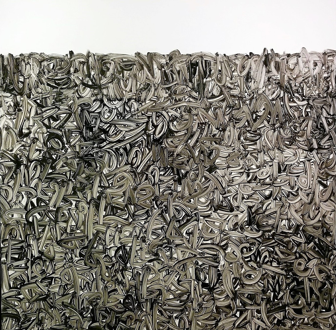 Hamza Bounoua Letters in abstraction 02, 2018 Mixed media on aluminum 132x132cm