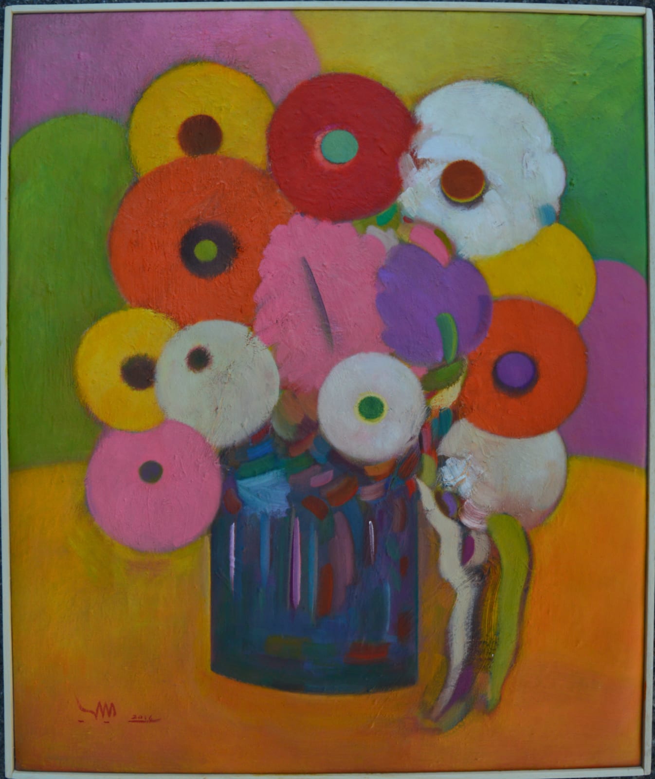 Fouad Mimi, Flowers in a vase, Oil on canvas, 2016, 60.5x50.5cm