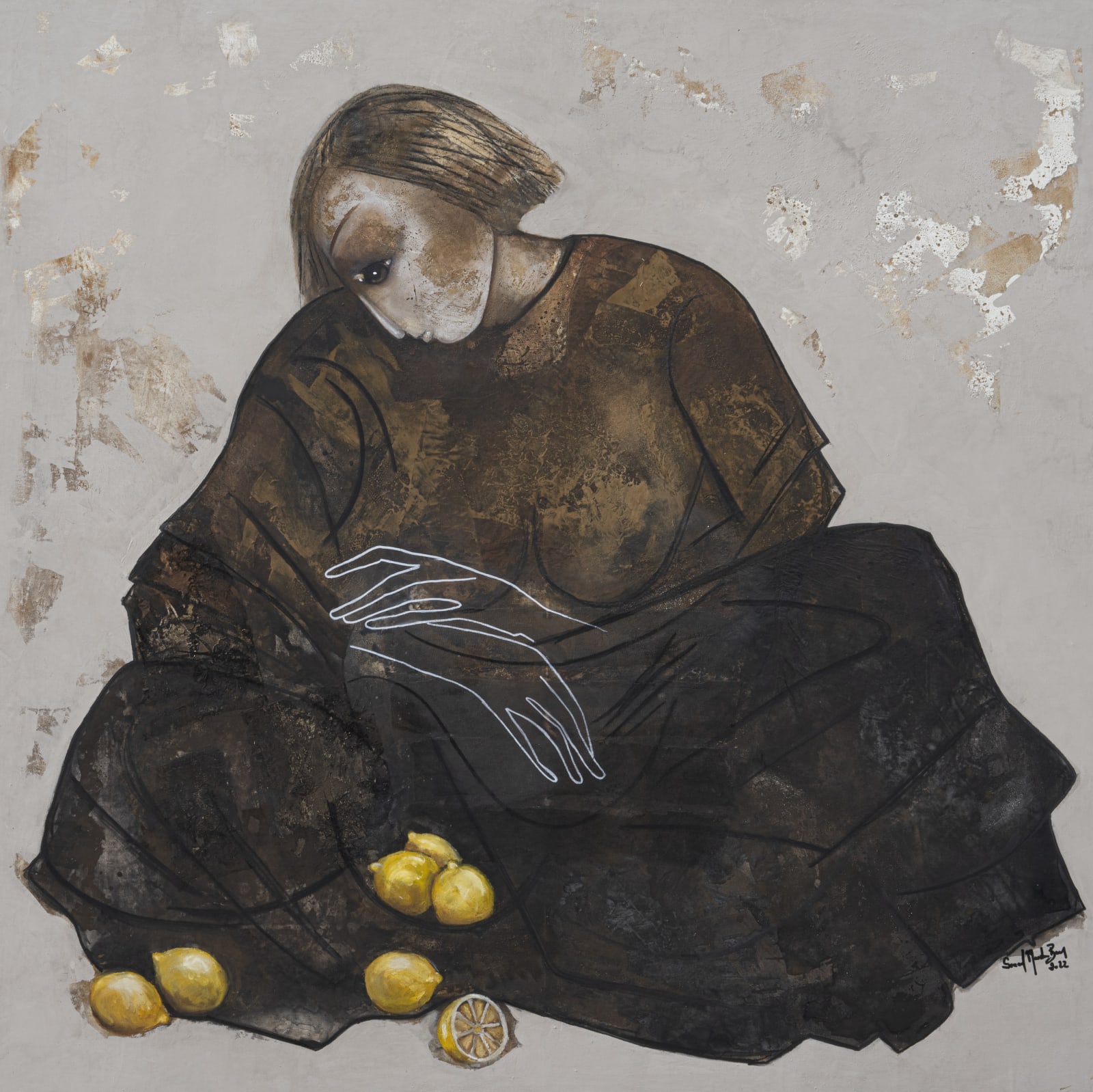 Souad Mardam Bey, 2022, Oil and mixed media on canvas, 180x180cm