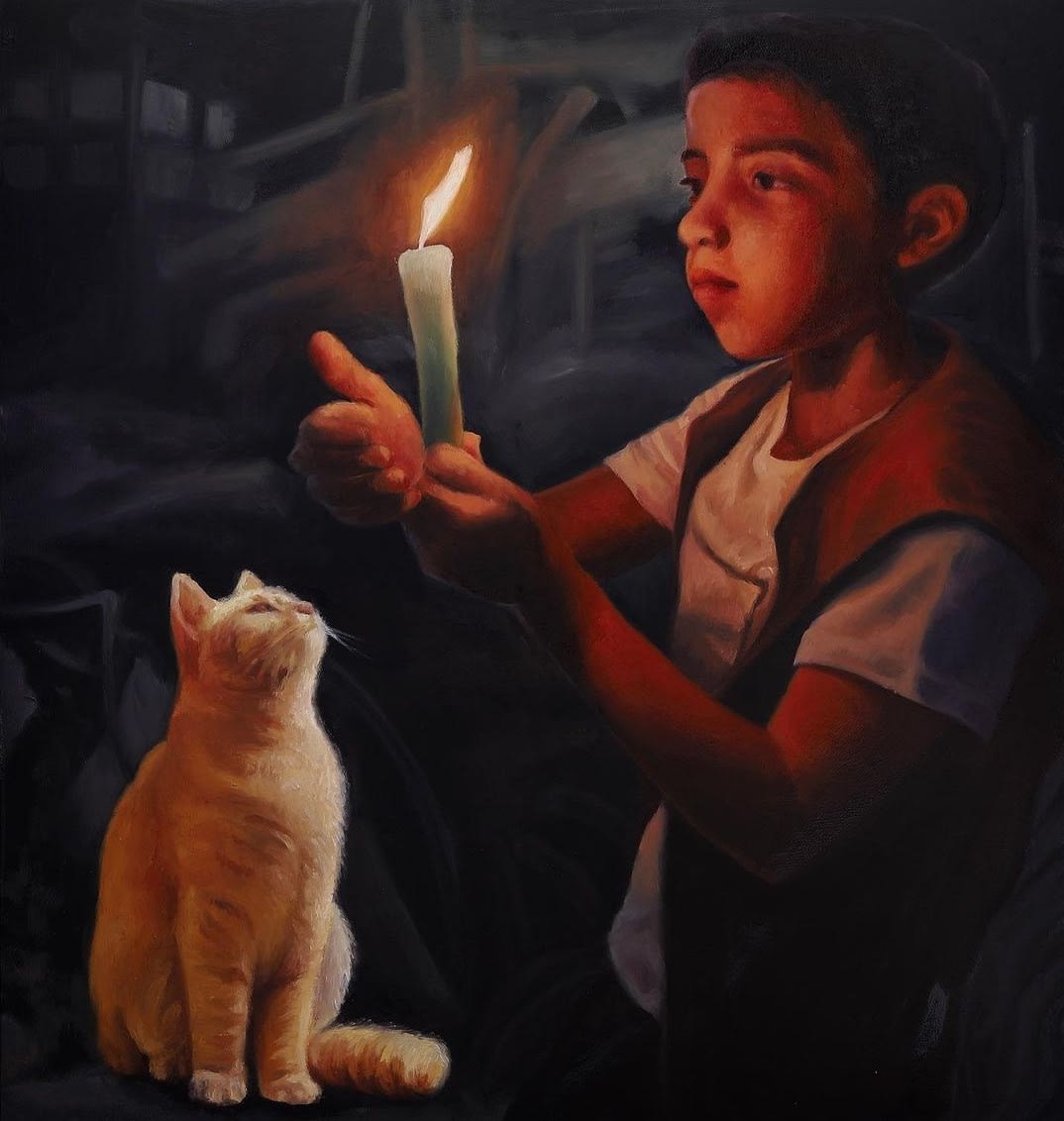 Jude Samman, The eternal flame1, Print on card, 42x40cm
