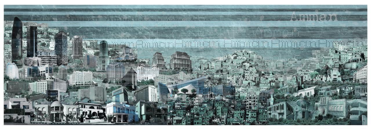 Manal Haddadin, Amman, 2021, Digital collage, 28x87cm