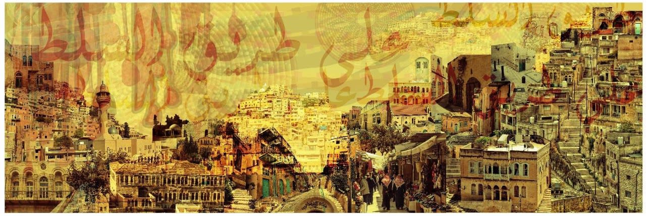 Manal Haddadin, Golden Salt, 2025, Print on canvas, 28x85cm