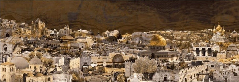 Manal Haddadin, Jerusalem, 2020, Digital collage 9-50, 50x167cm
