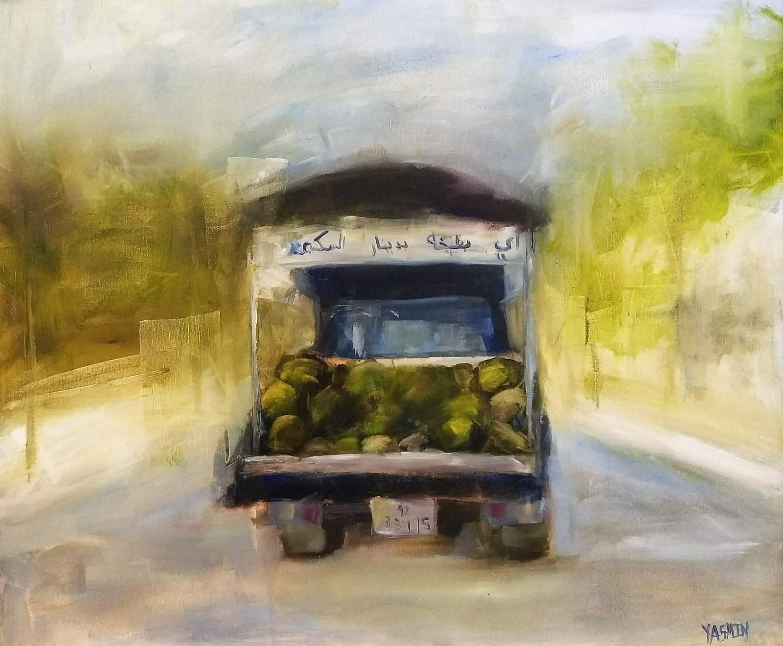 Yasmin Sharawi, Bateekh, 2021, Oil on canvas, 75x90cm