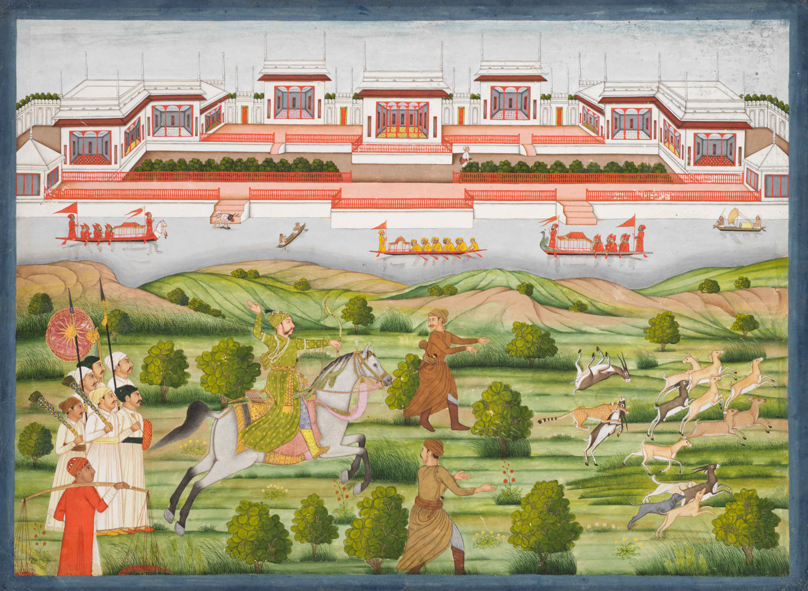 Nawab Shuja’ al-Daula of Avadh hunting blackbuck Murshidabad, 1760-65