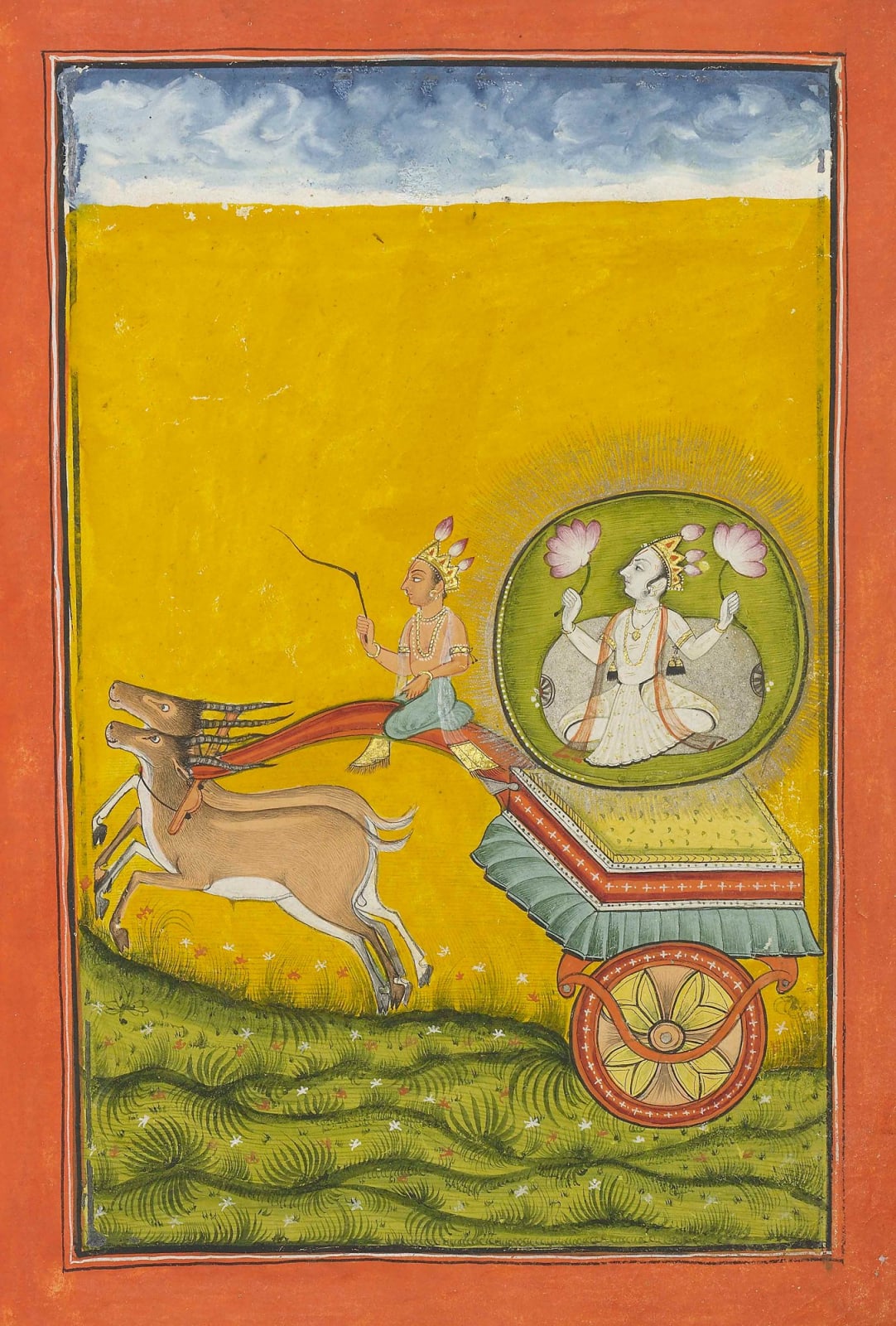 Bilaspur Raga, Folio 68, Chandra (Chariot), Bilaspur, 1700-20