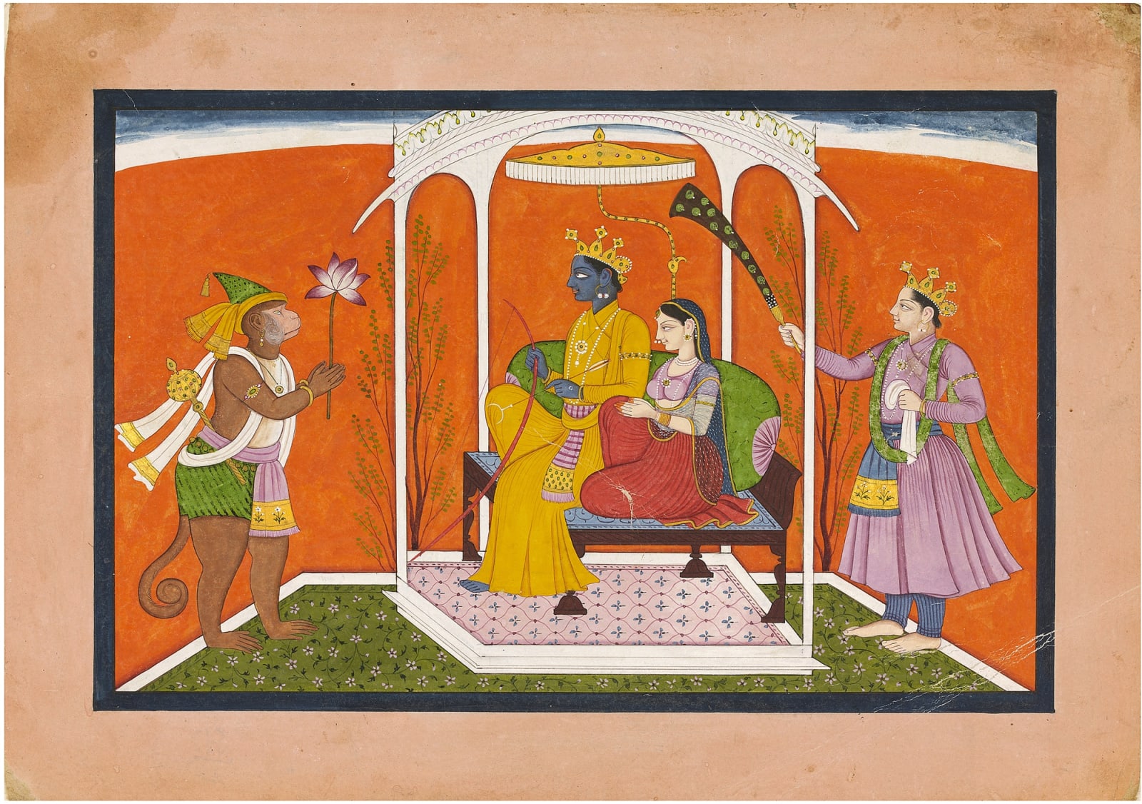 Rama and Sita enthroned with Laksmana and Hanuman, Chamba, c. 1790