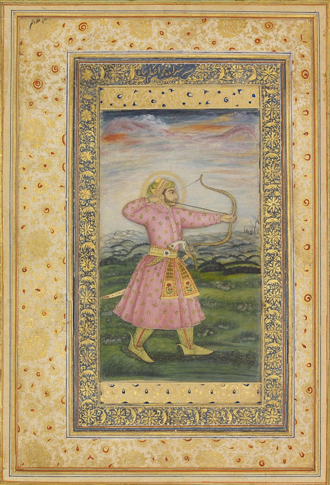 Portrait of Prince ‘Azam Shah with Bow and Arrow, Mughal, Delhi, early 19th century