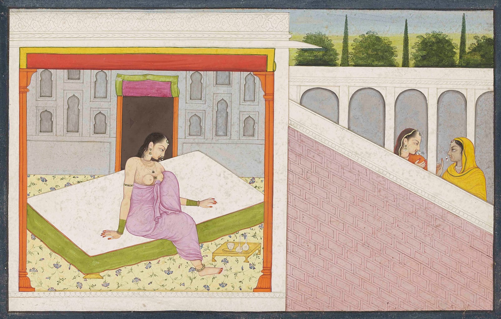 The artless heroine awaiting her lover: a folio from a Sundar Sringara series, Chamba, attributed to Nikka son of Nainsukh, c. 1780-85
