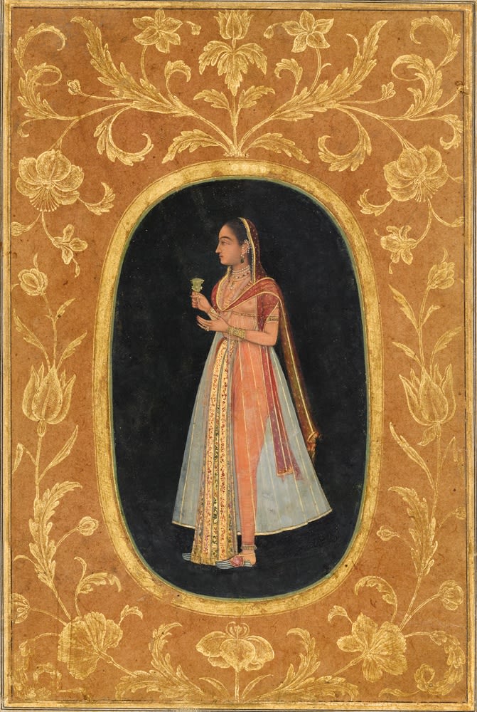 Lady holding a wine cup, Mughal, c.1650–60